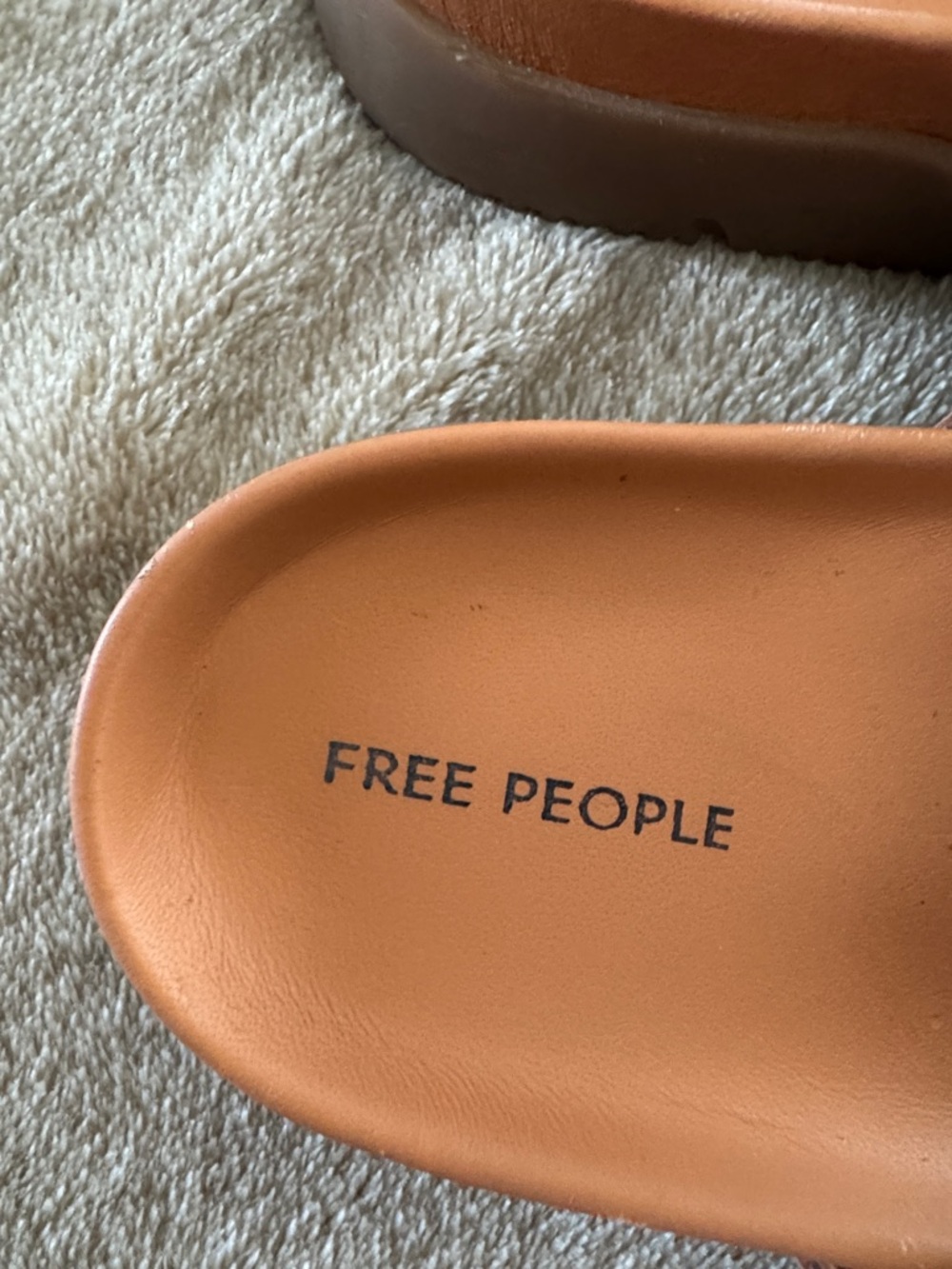 Free People Brown Leather Slide Sandals with Gold Studs - Picture 3 of 11